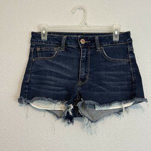 American Eagle women’s 360 super Stretch hi rise shortie size 8 AEO Denim dark